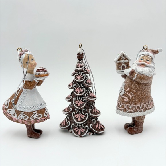 Peppermint Place Other - Peppermint Place Gingerbread Christmas Ornaments Santa Baker Tree Mrs Claus Set